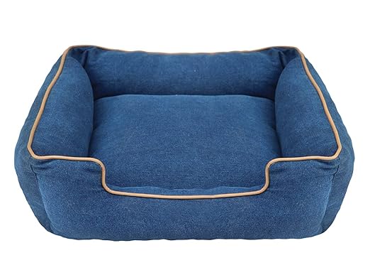 Blue Bolster Pet Bed for Larger Sized Dogs and Cats